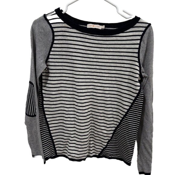 Tory‎ Burch Navy and white striped sweater with elbow patches size Small S - Picture 1 of 10